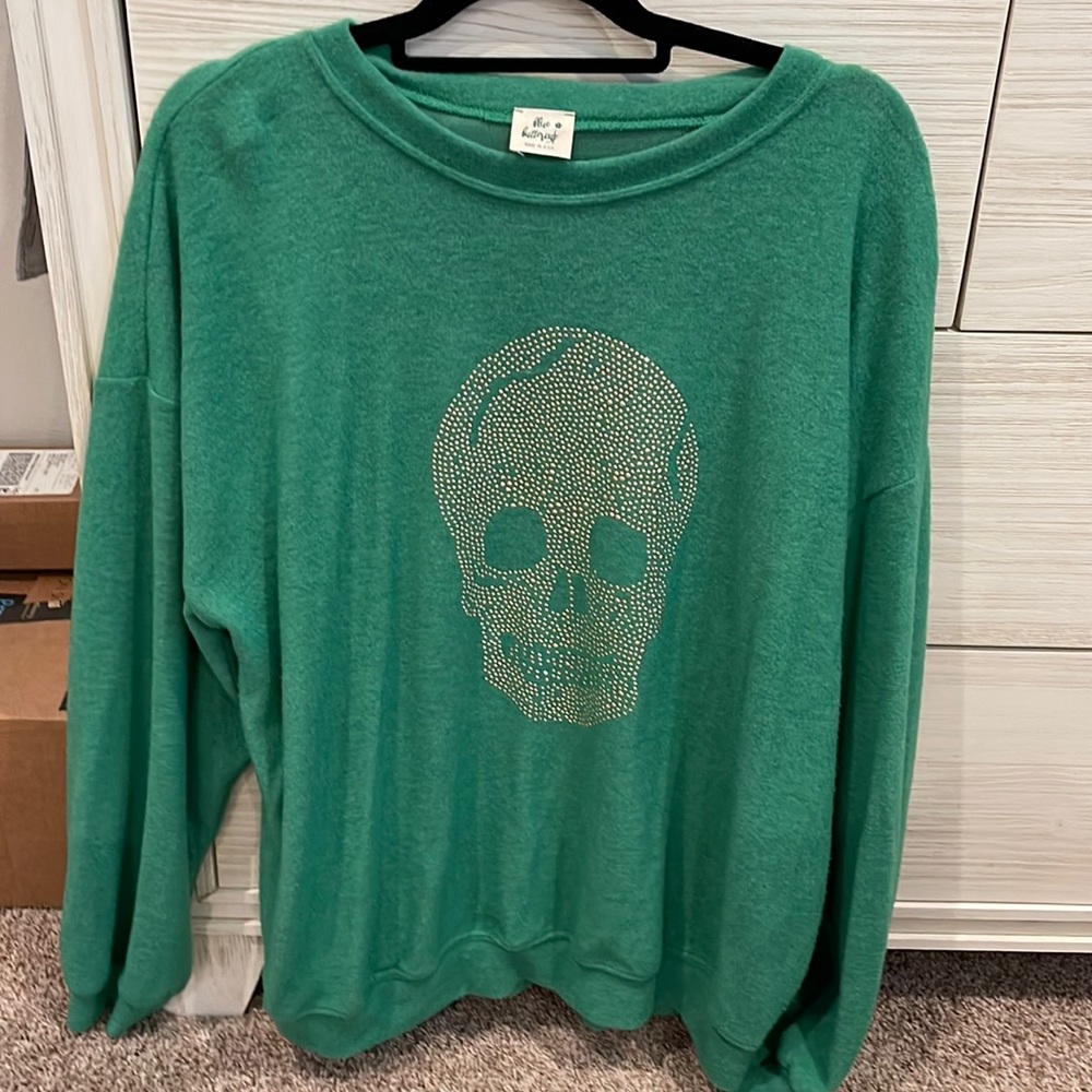 Blue Buttercup Skull Tunic Sweatshirt